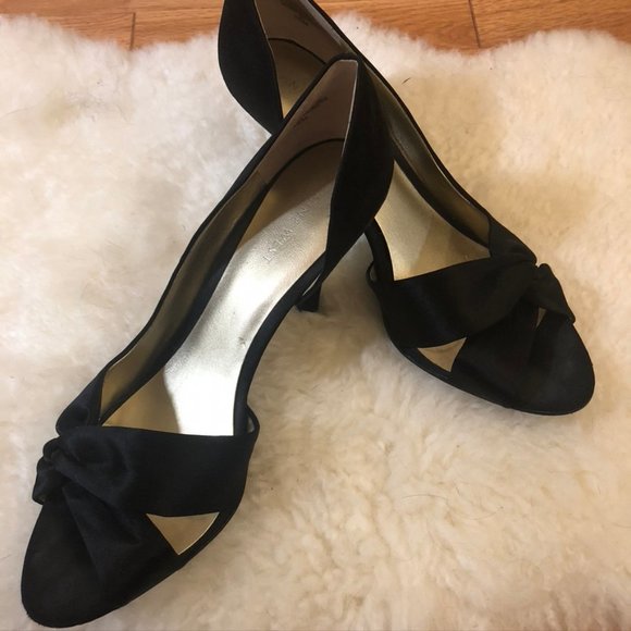 Nine West Shoes - Nine West Black Satin Evening Event Prom Heels